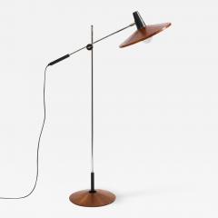 Georges Frydman Mid Century Wood Chrome Floor Lamp by Georges Frydman for Temde Leuchten - 2094526