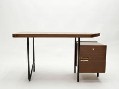 Georges Frydman Rare French desk Georges Frydman mahogany black metal brass 1950s - 1862250