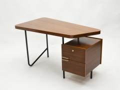 Georges Frydman Rare French desk Georges Frydman mahogany black metal brass 1950s - 1862254