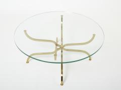 Georges Geffroy Rare Georges Geffroy Gilt Brass glass Coffee Table 1960s - 2673678