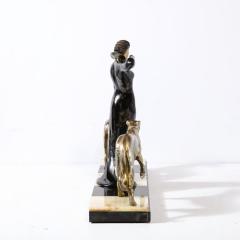 Georges Gori Art Deco Sculpture of Woman Walking Borzois Signed G Gori for Etling Paris - 3352621