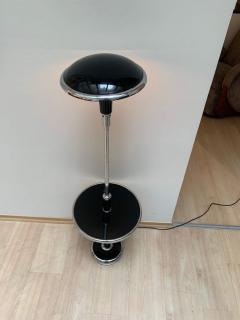 Georges Halais Art Deco Floor Lamp with Side Table Chromed and Black Lacquer France circa 1930 - 1488103