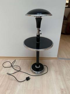 Georges Halais Art Deco Floor Lamp with Side Table Chromed and Black Lacquer France circa 1930 - 1488106