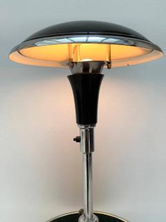 Georges Halais Art Deco Floor Lamp with Side Table Chromed and Black Lacquer France circa 1930 - 1488114