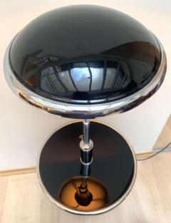 Georges Halais Art Deco Floor Lamp with Side Table Chromed and Black Lacquer France circa 1930 - 1488117