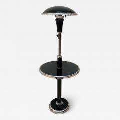 Georges Halais Art Deco Floor Lamp with Side Table Chromed and Black Lacquer France circa 1930 - 1514875