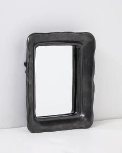 Georges Jouve French Black Ceramic Mirror style of Jouve 1950 s - 3945384