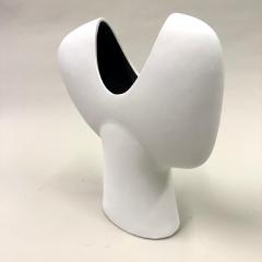 Georges Jouve French Mid Century Organic Modern White Terra Cotta Sculpture Vase 1960 70 - 3948584