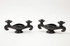 Georges Jouve Pair of Georges Jouve Style Period Ceramic Candlesticks France c 1950 s - 2879916