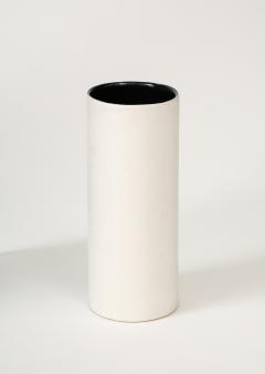 Georges Jouve White Ceramic Georges Jouve Style Period Vase Black Interior France 1950 no  - 3757242