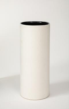 Georges Jouve White Ceramic Georges Jouve Style Period Vase Black Interior France 1950 no  - 3757243