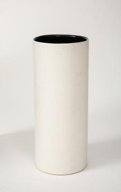 Georges Jouve White Ceramic Georges Jouve Style Period Vase Black Interior France 1950 no  - 3757244