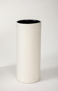 Georges Jouve White Ceramic Georges Jouve Style Period Vase Black Interior France 1950 no  - 3757249