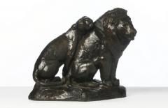 Georges Lucien Guyot A Couple of Seated Lion and Lioness ca 1935 - 3257754