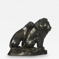 Georges Lucien Guyot A Couple of Seated Lion and Lioness ca 1935 - 3259065