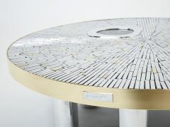 Georges Mathias Georges Mathias chrome brass mosaic Coffee Table agate stone 1970 - 2652576