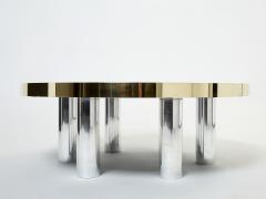 Georges Mathias Georges Mathias chrome brass mosaic Coffee Table agate stone 1970 - 2652577