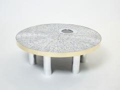 Georges Mathias Georges Mathias chrome brass mosaic Coffee Table agate stone 1970 - 2652578