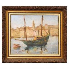 Georges Muller Port de Marseilles Oil on Isorel Panel Seascape Painting Signed Georges Muller - 3550072