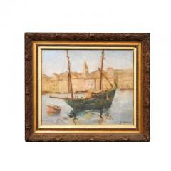 Georges Muller Port de Marseilles Oil on Isorel Panel Seascape Painting Signed Georges Muller - 3550202