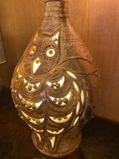 Georges Pelletier Ceramic Lamp Owl France 1960s - 2189057