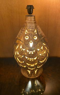 Georges Pelletier Ceramic Lamp Owl France 1960s - 2189058