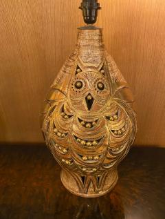 Georges Pelletier Ceramic Lamp Owl France 1960s - 2189059