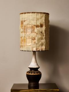 Georges Pelletier French Ceramic Table Lamp by Georges Pelletier with Organic Fiber Shade - 4693288