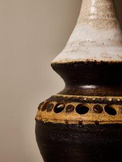 Georges Pelletier French Ceramic Table Lamp by Georges Pelletier with Organic Fiber Shade - 4693453