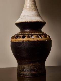 Georges Pelletier French Ceramic Table Lamp by Georges Pelletier with Organic Fiber Shade - 4693454