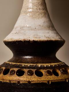 Georges Pelletier French Ceramic Table Lamp by Georges Pelletier with Organic Fiber Shade - 4693469