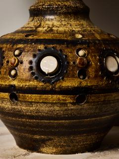 Georges Pelletier Georges Pelletier Ceramic Table Lamp with Ocher and Brown Glaze - 4692941