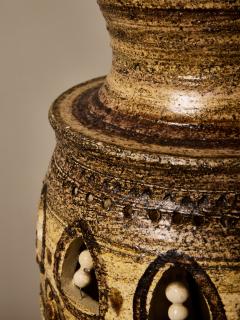 Georges Pelletier Monumental Ceramic Table Lamp with Raffia Shade by Georges Pelletier - 4693373