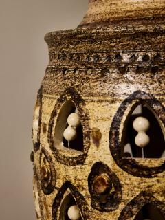 Georges Pelletier Monumental Ceramic Table Lamp with Raffia Shade by Georges Pelletier - 4693505
