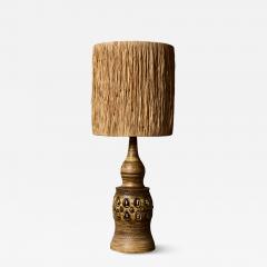 Georges Pelletier Monumental Ceramic Table Lamp with Raffia Shade by Georges Pelletier - 4713906