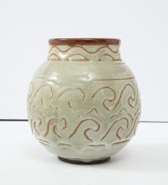 Georges Serr Georges Serr Art Deco Ceramic White Celadon Enamel Vase France c 1930 - 1762587