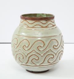 Georges Serr Georges Serr Art Deco Ceramic White Celadon Enamel Vase France c 1930 - 1762588