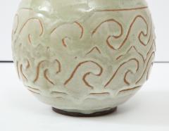 Georges Serr Georges Serr Art Deco Ceramic White Celadon Enamel Vase France c 1930 - 1762590