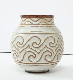 Georges Serr Georges Serr Art Deco Ceramic White Celadon Enamel Vase France c 1930 - 1762591