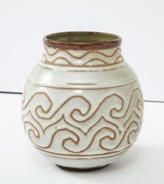 Georges Serr Georges Serr Art Deco Ceramic White Celadon Enamel Vase France c 1930 - 1762593