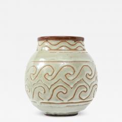 Georges Serr Georges Serr Art Deco Ceramic White Celadon Enamel Vase France c 1930 - 1765759