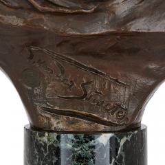 Georges Van Der Straeten Bronze bust on marble plinth by Georges van der Straeten - 3318746