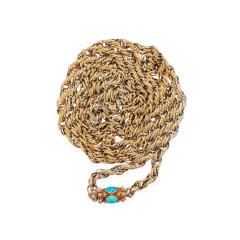 Georgian 15kt Twisted Rope Chain with Etruscan Turquoise Clasp - 2318332