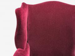 Georgian Aubergine Mohair Stained Wood Wingback Chair England 1970s - 4103240
