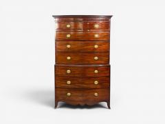 Georgian Bow Front Chest on Chest Mahogany Brass England 19th c  - 4634986