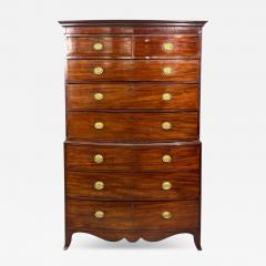 Georgian Bow Front Chest on Chest Mahogany Brass England 19th c  - 4635001