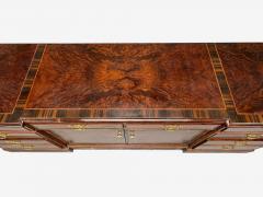 Georgian Circassian Walnut Burlwood Brass Sideboard USA 1980s - 4704535