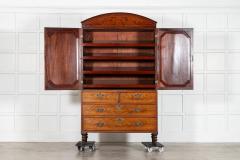 Georgian English Arched Mahogany Inlaid Linen Press - 4371596