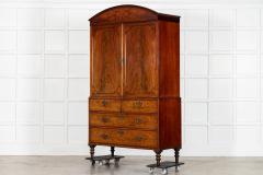 Georgian English Arched Mahogany Inlaid Linen Press - 4371602