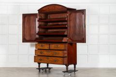 Georgian English Arched Mahogany Inlaid Linen Press - 4371603